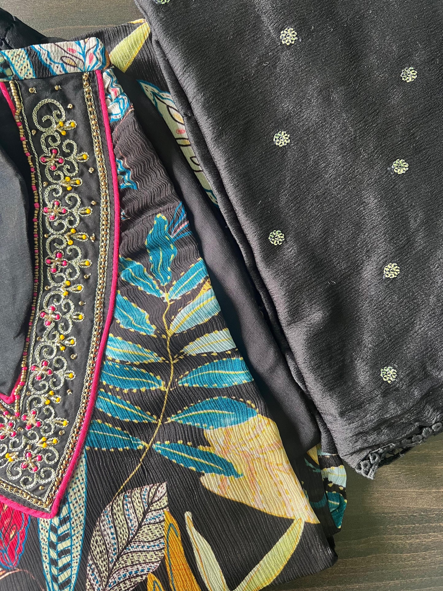 Jahnavi - Pure Chinon Digital Printed Suit - Black