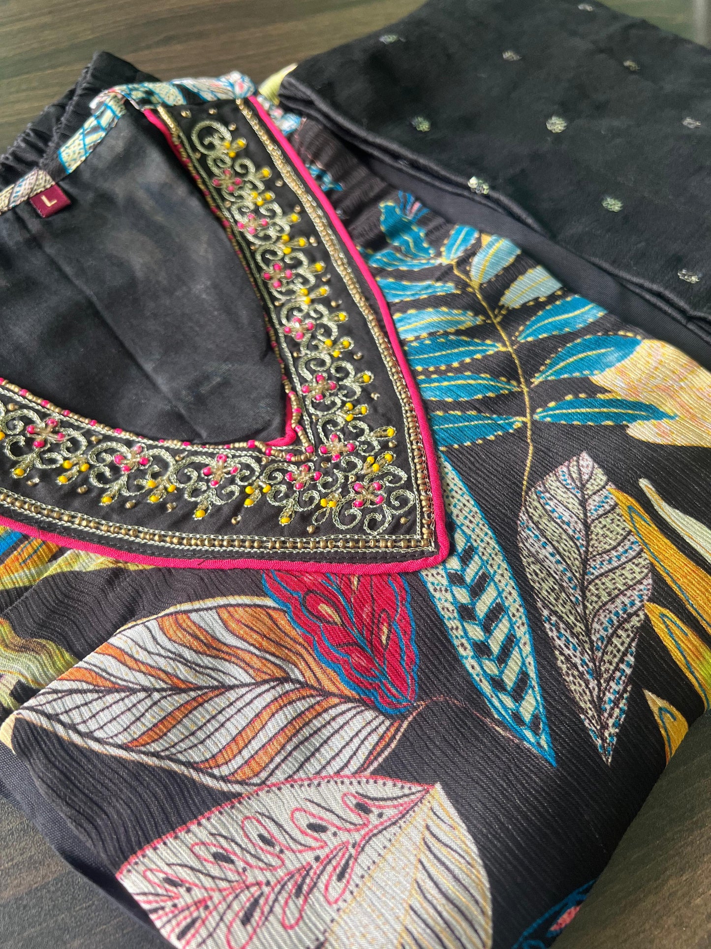 Jahnavi - Pure Chinon Digital Printed Suit - Black