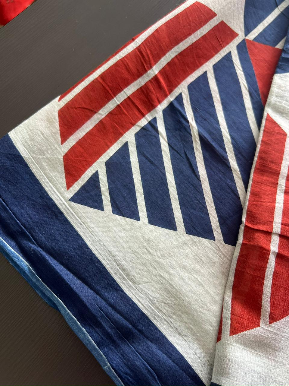 Cotton Dupatta - Geometrical print - Blue