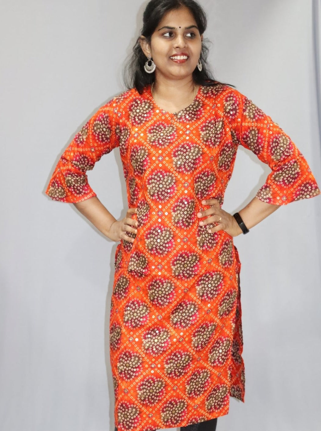 Nitika - Orange Rayon Kurti