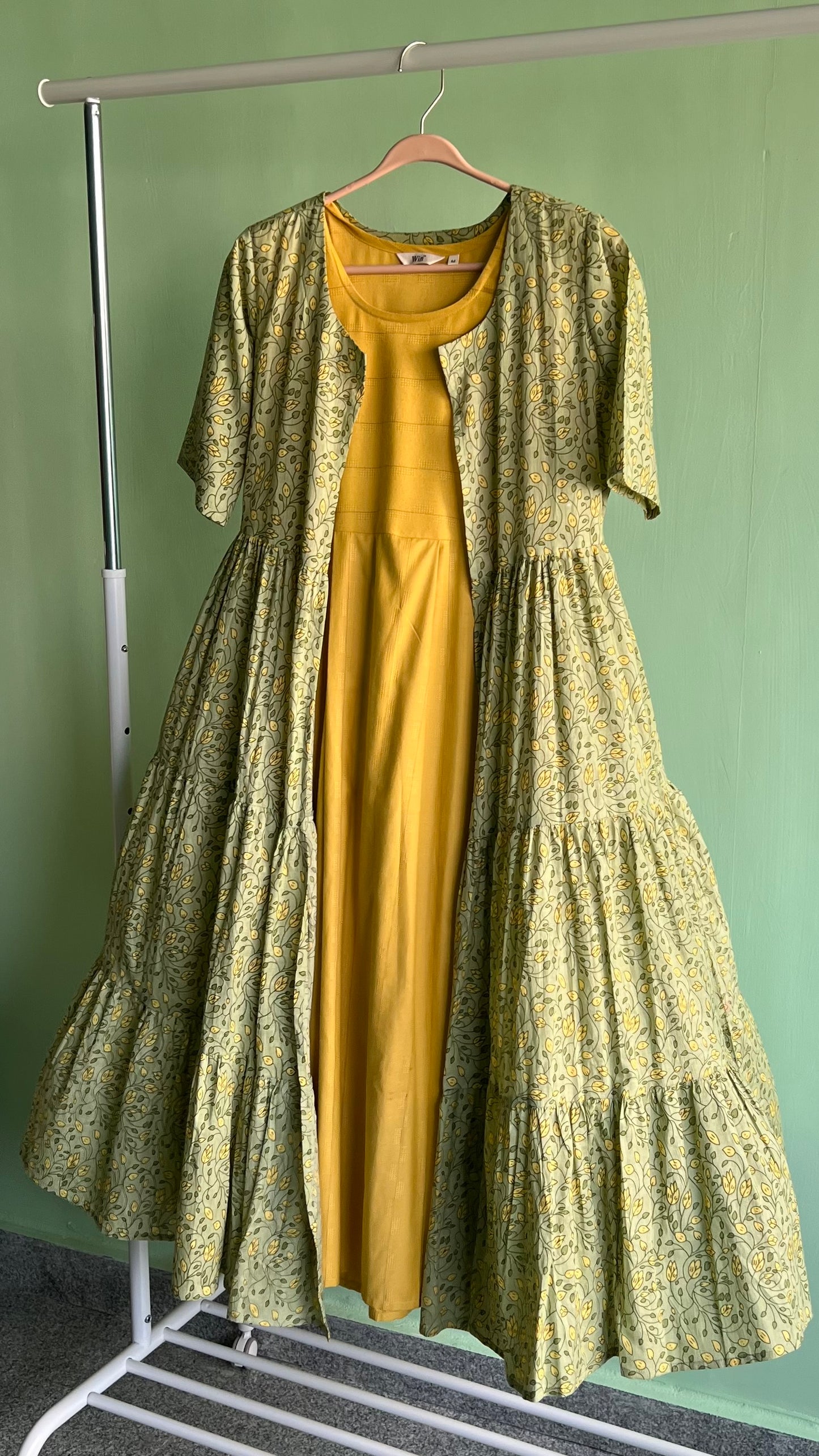 Mayra - Yellow and green Full Jacket dress
