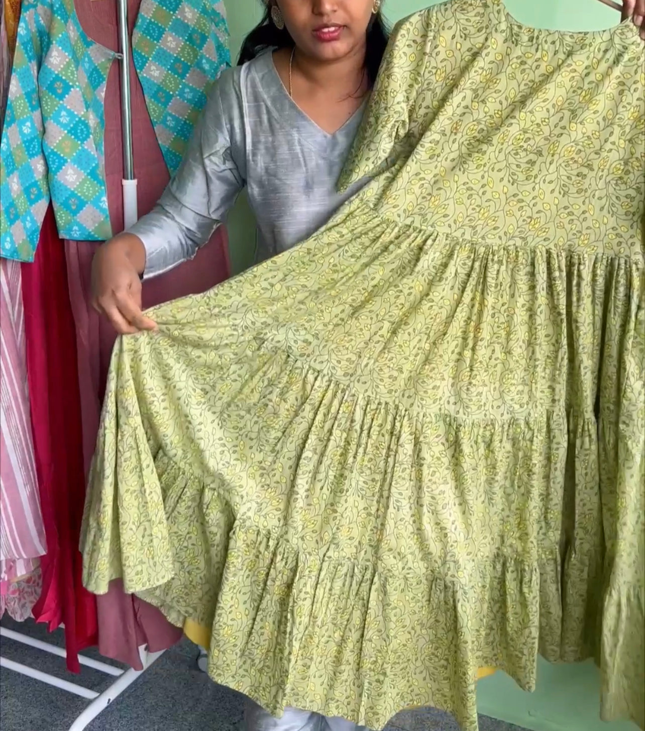 Mayra - Yellow and green Full Jacket dress