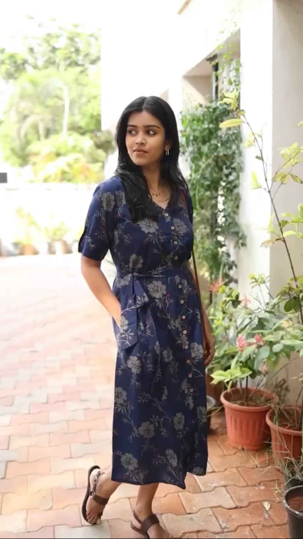 Indhu Navy Button Aline shirt dress