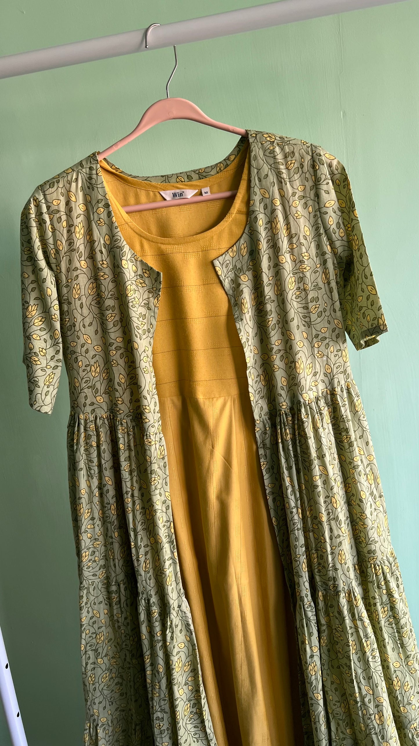 Mayra - Yellow and green Full Jacket dress