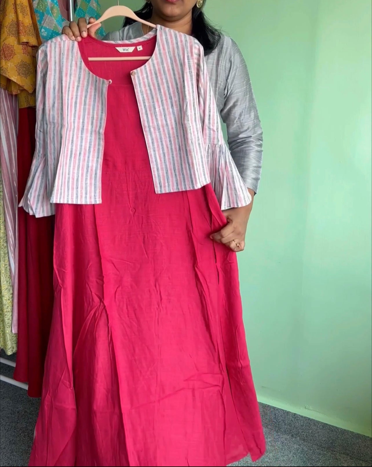 Ishana - Pink Half jacket dress