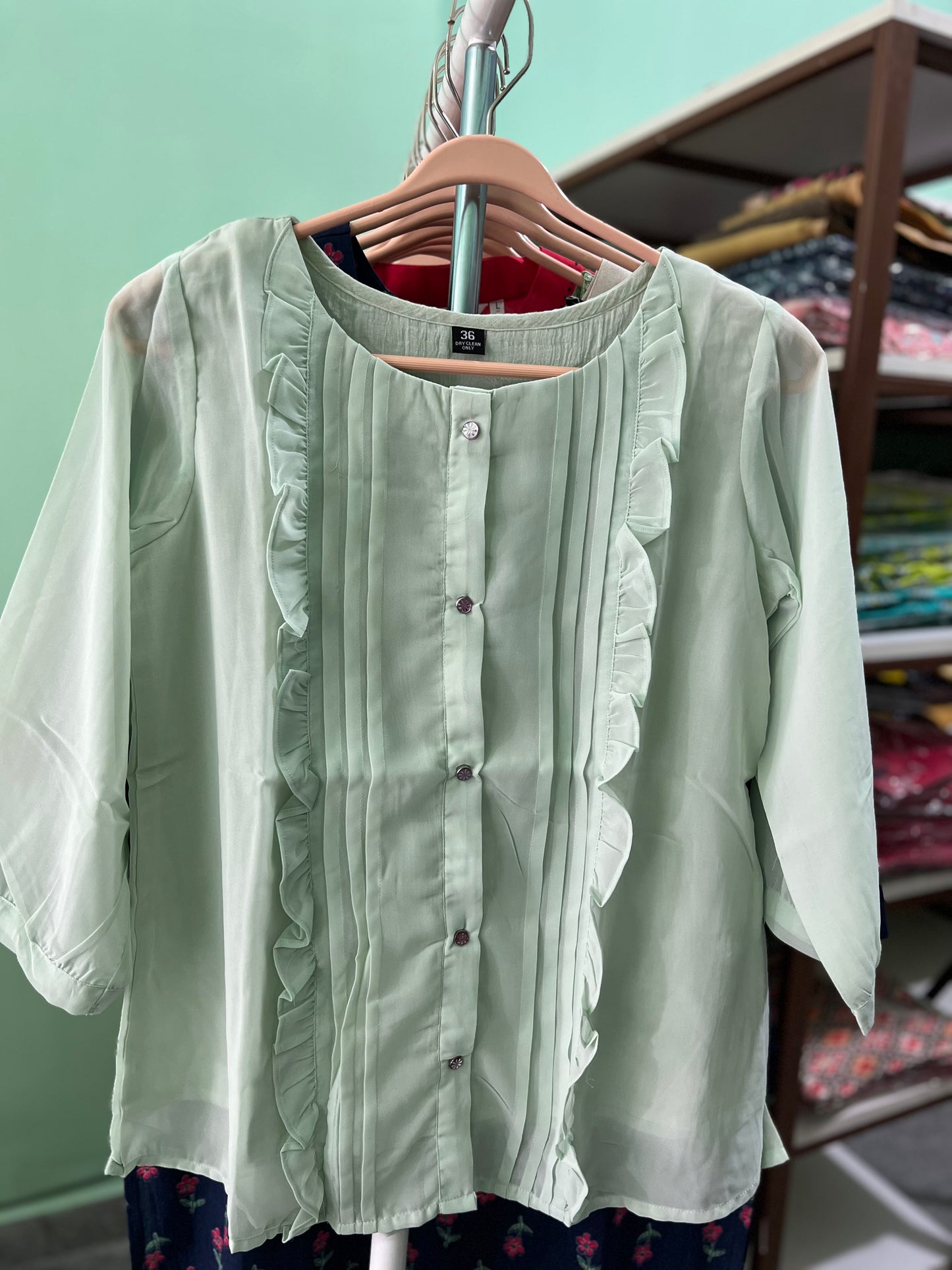 Aaravi - Premium Chiffon Short top - Green