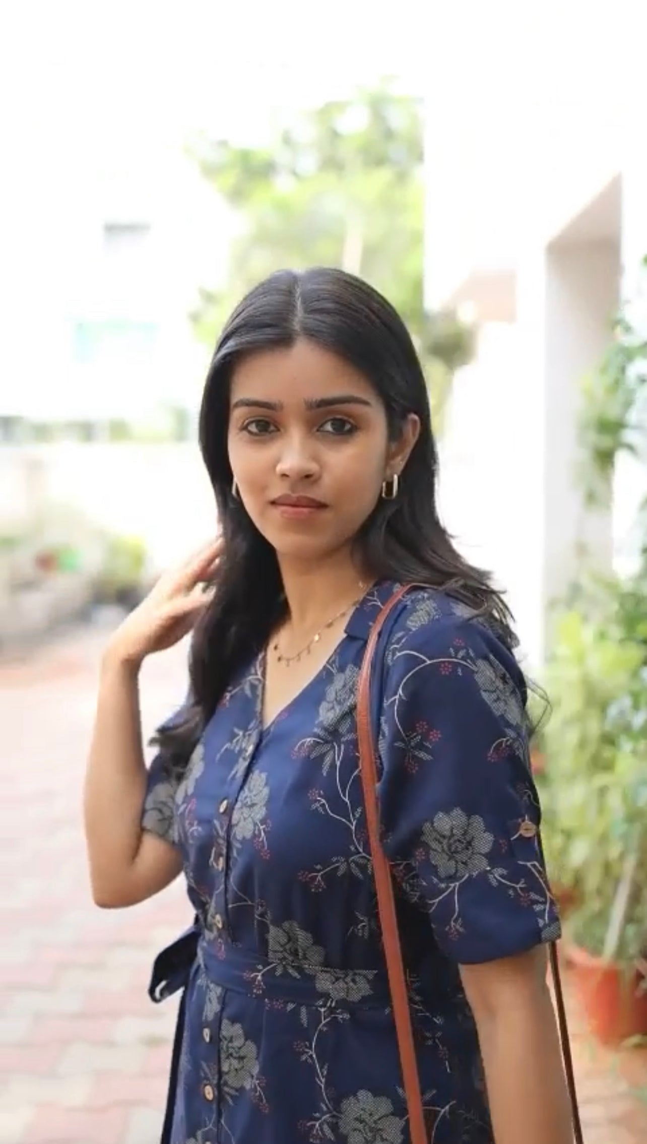 Indhu Navy Button Aline shirt dress