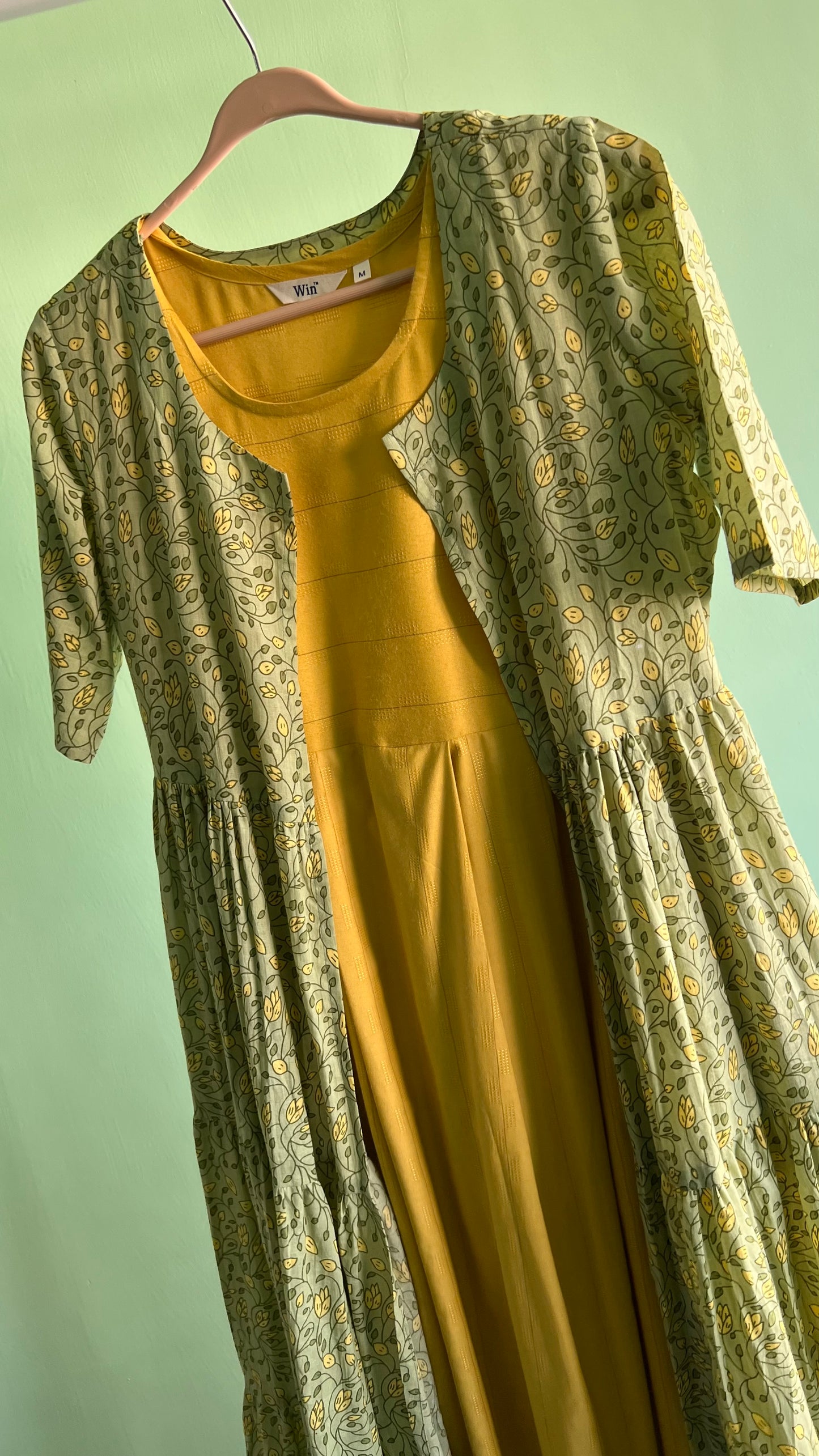 Mayra - Yellow and green Full Jacket dress