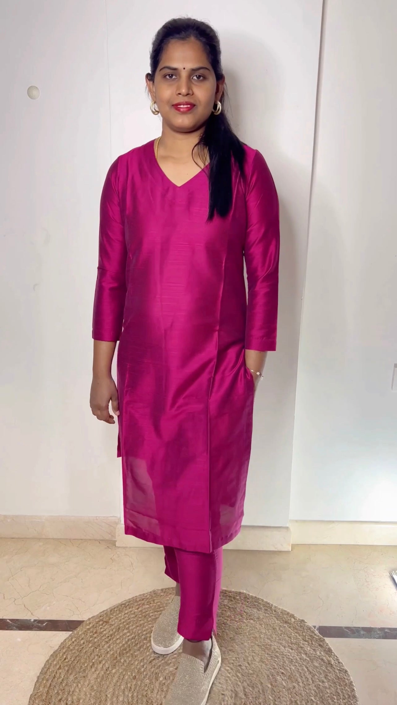 Srinidhi - Silk Cotton Kurta Set - Pink