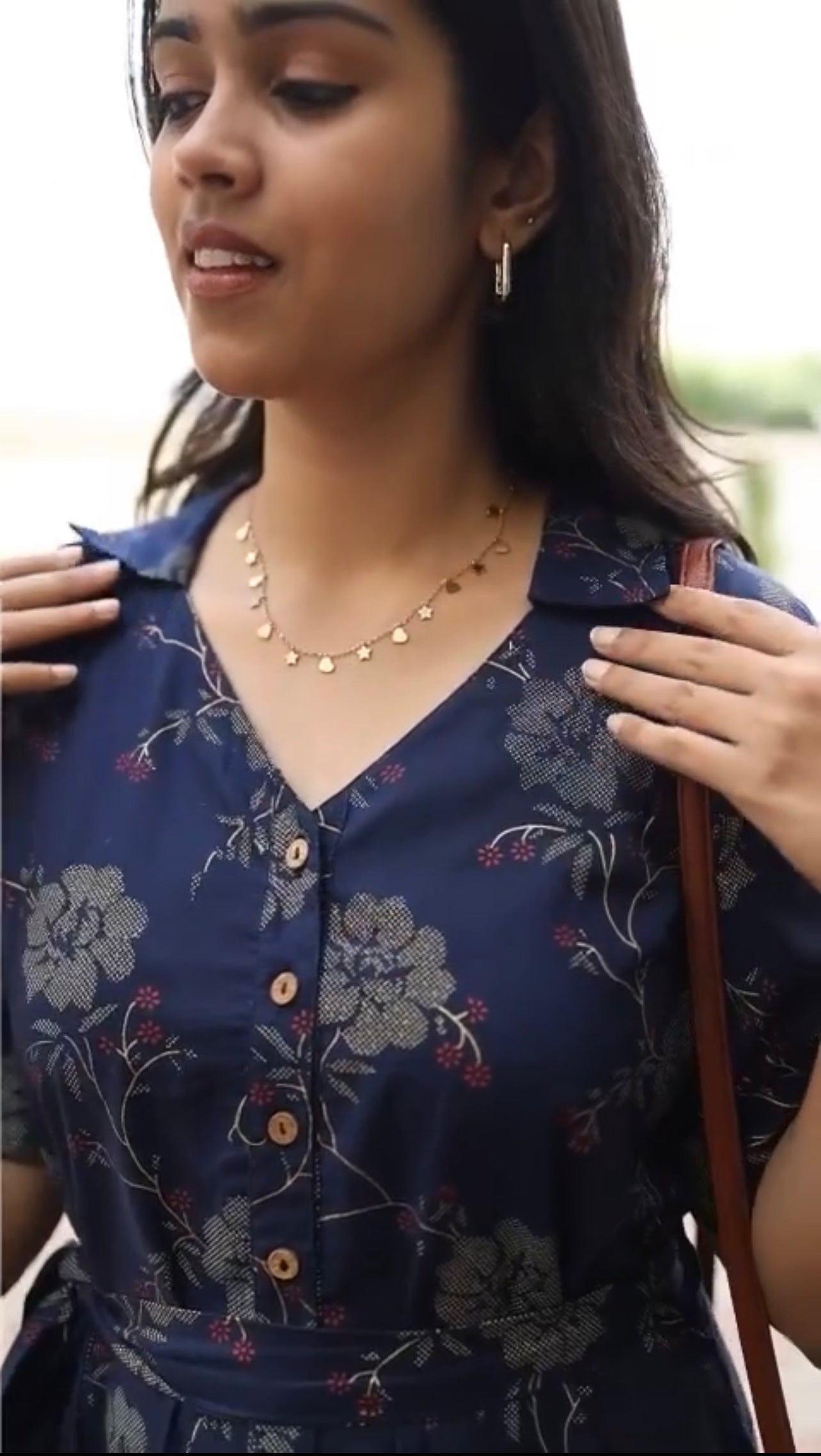 Indhu Navy Button Aline shirt dress