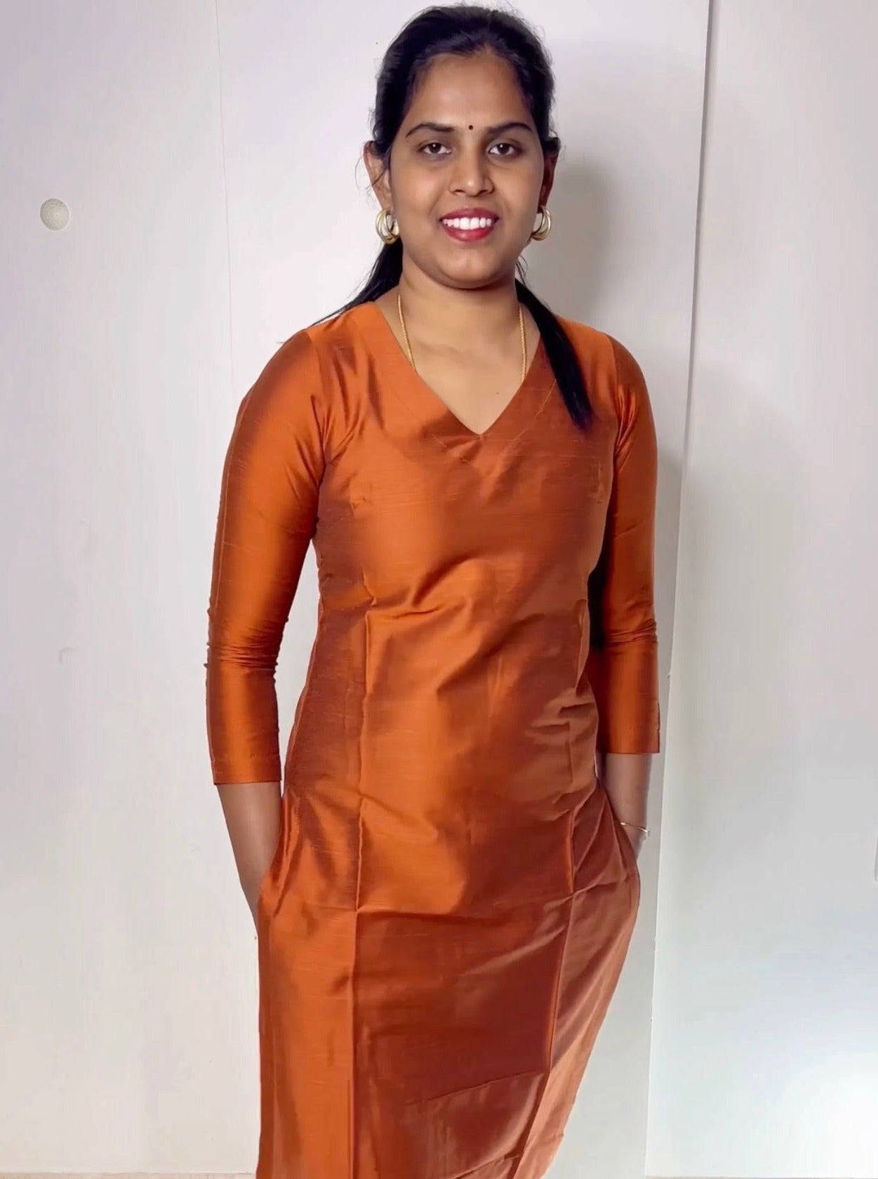 Srinidhi - Silk Cotton Kurta Set - Rust