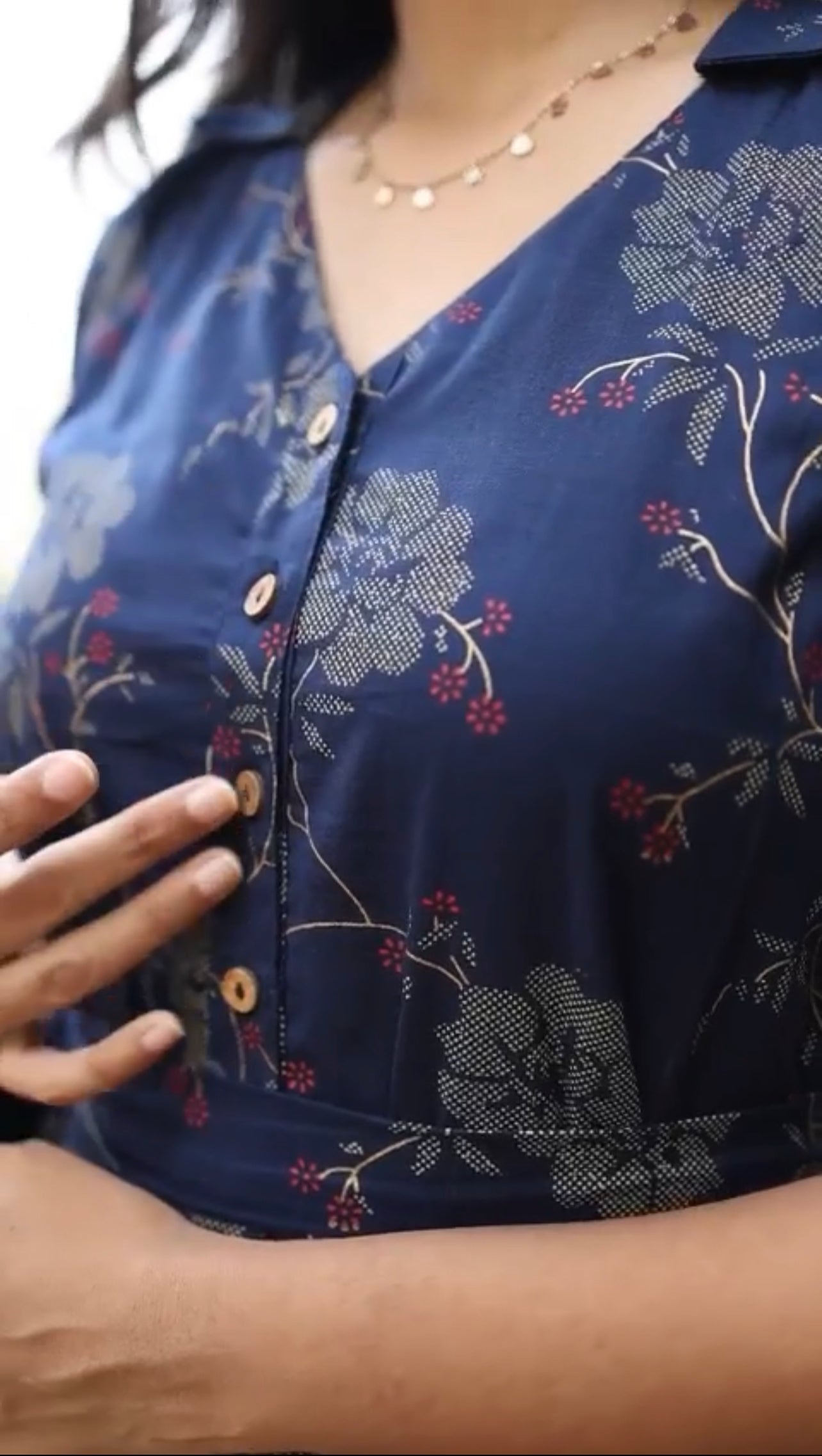 Indhu Navy Button Aline shirt dress