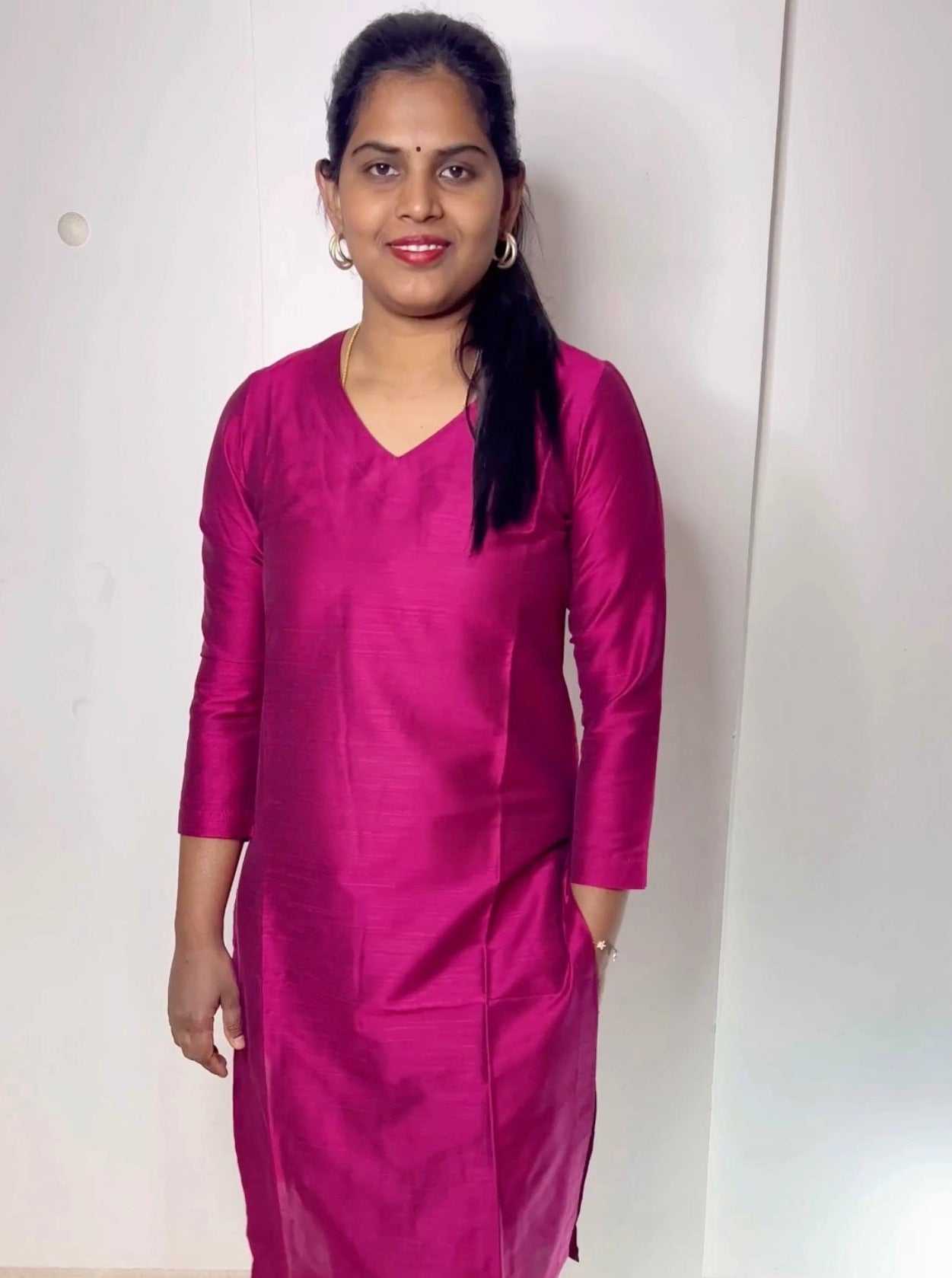 Srinidhi - Silk Cotton Kurta Set - Pink