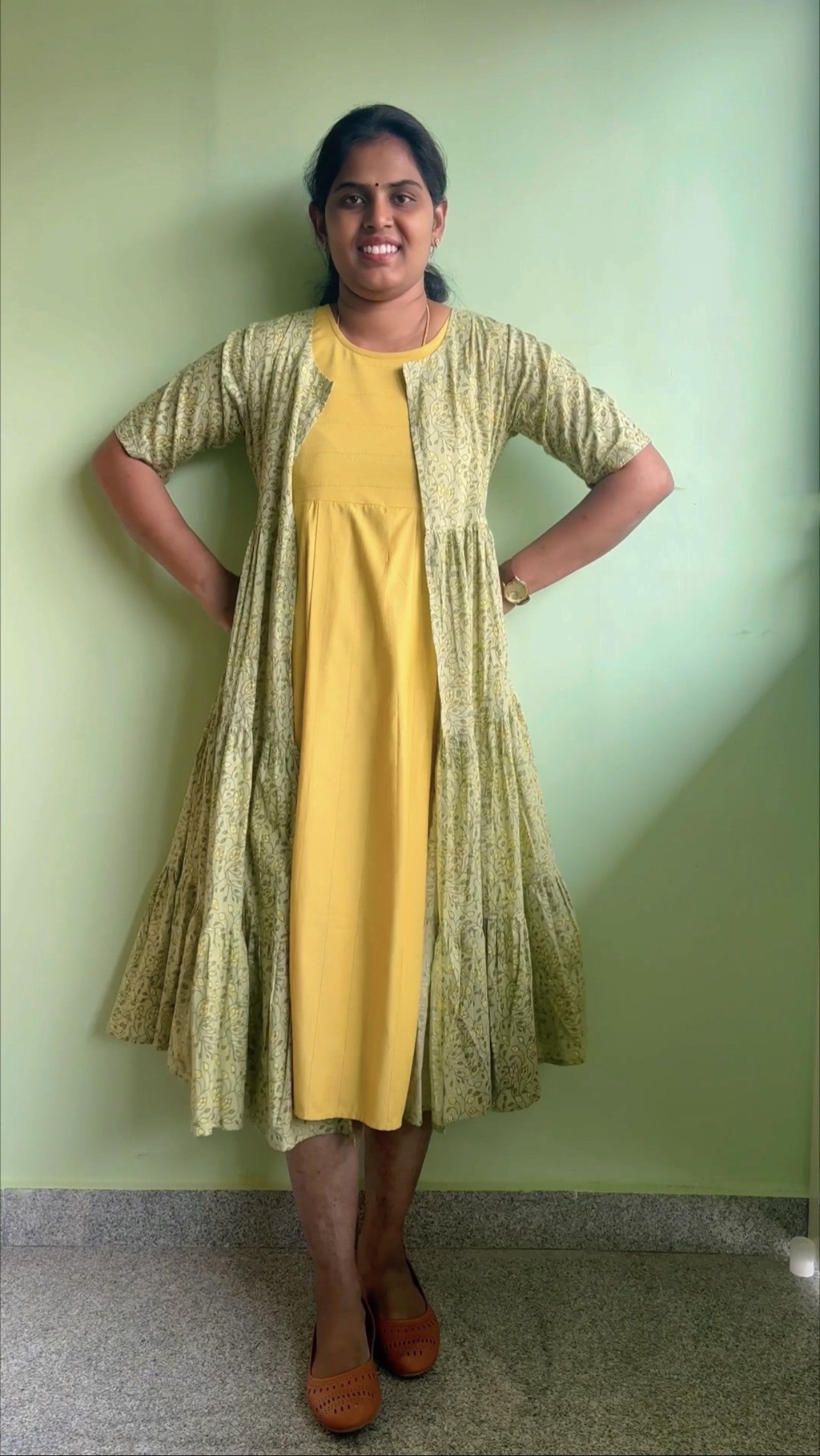 Mayra - Yellow and green Full Jacket dress