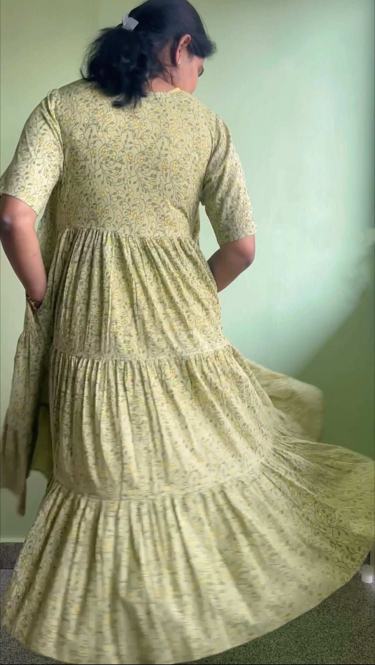 Mayra - Yellow and green Full Jacket dress