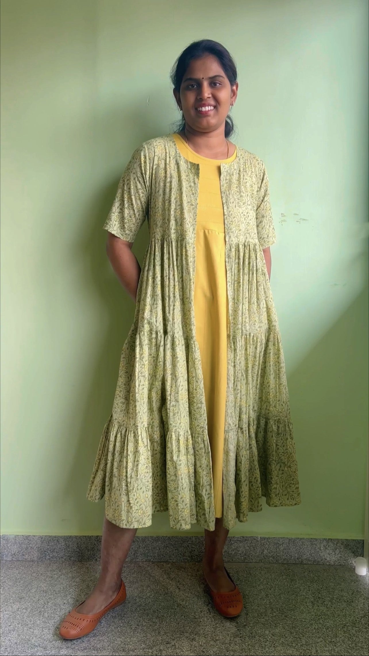 Mayra - Yellow and green Full Jacket dress