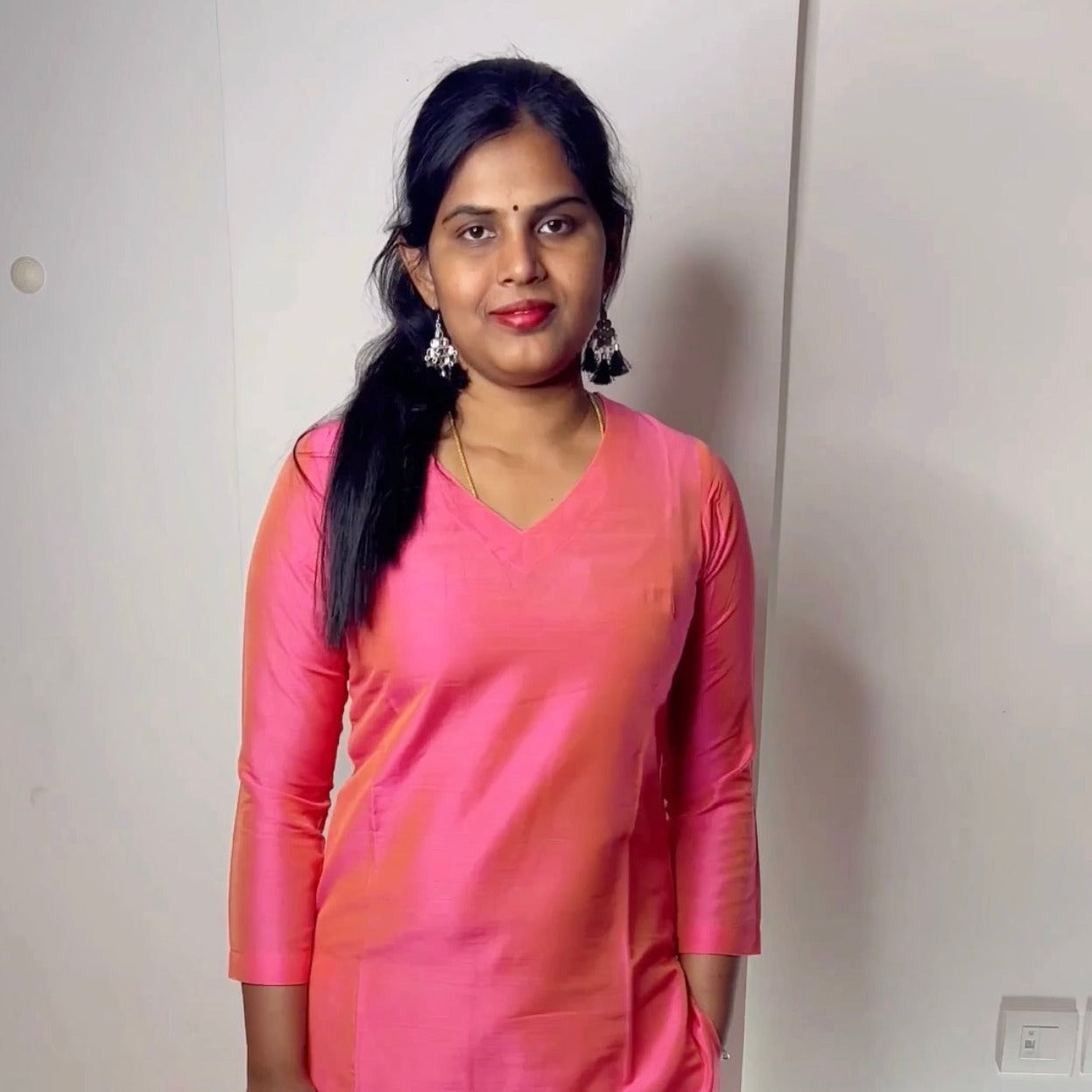 Srinidhi - Silk Cotton Kurta Set - Candy Pink