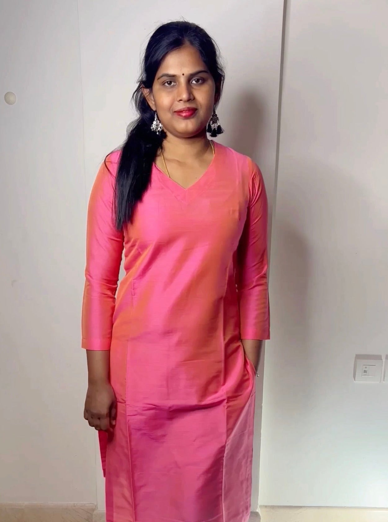 Srinidhi - Silk Cotton Kurta Set - Candy Pink