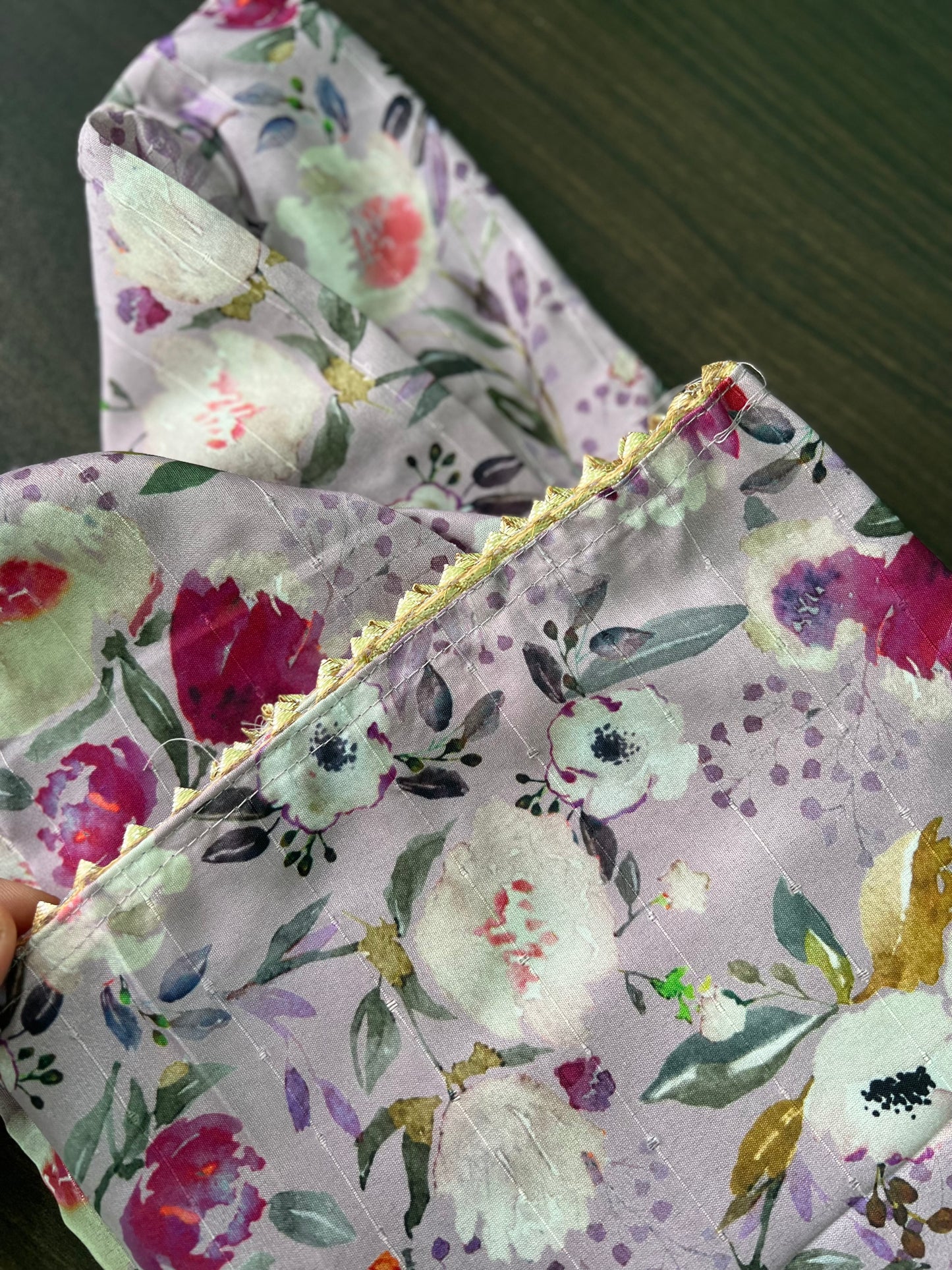 Chanderi Floral suit - Lavender