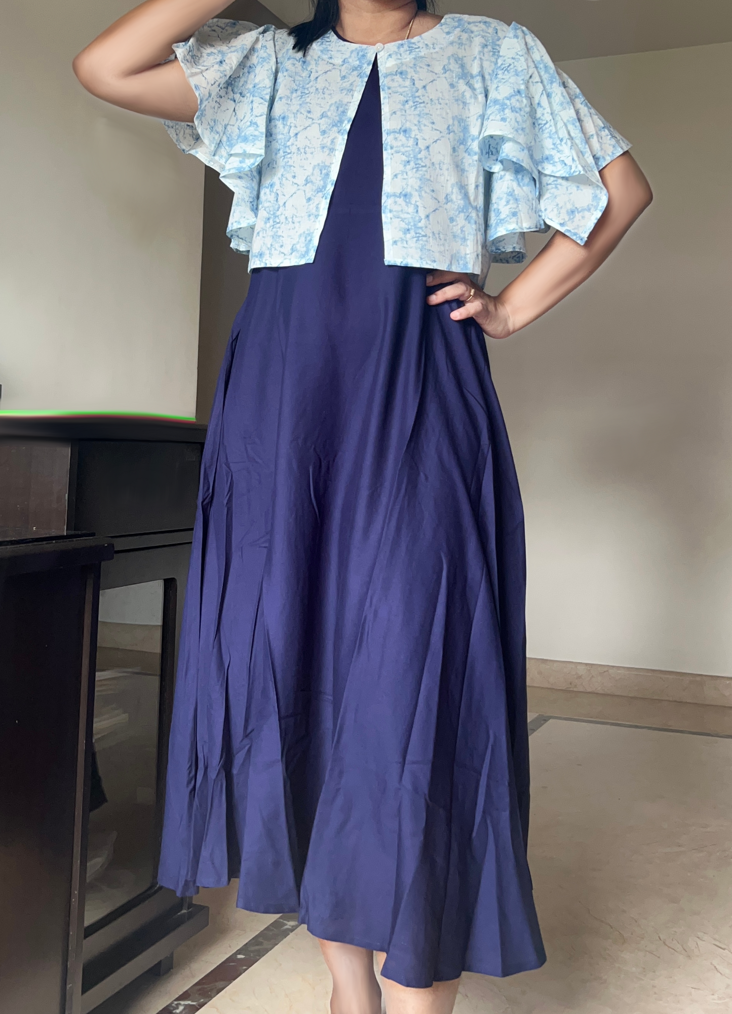 Mahi - Navy and Tie and Die Half jacket dress