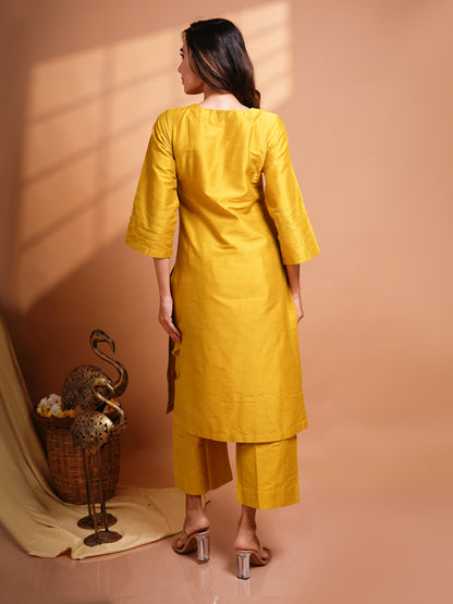 Abilasha - Silk Cotton Kurta Set - Mustard - PRE BOOKING