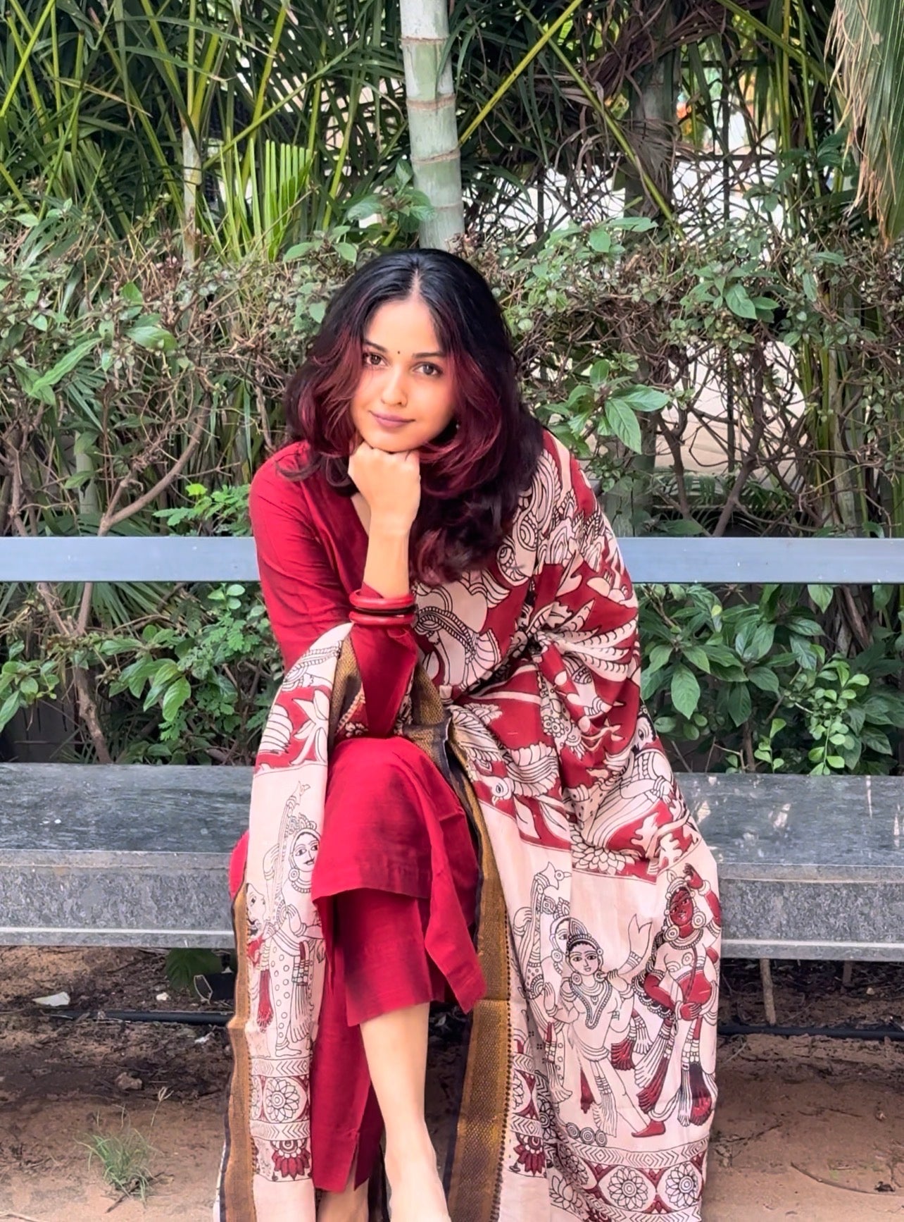 Raaga - Maroon Silk cotton set