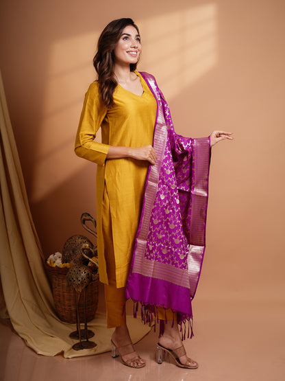 Pure Banarasi Dupatta - Purple