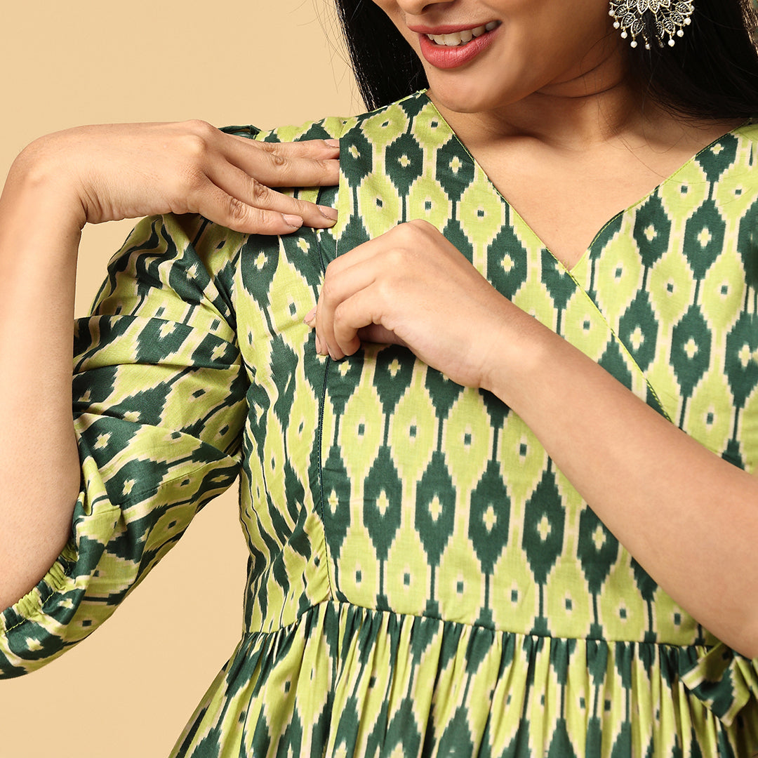 Anjani - Green Premium Cotton dress