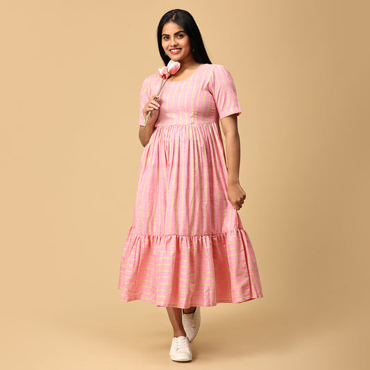 Ameya - Pastel Peach Frill dress