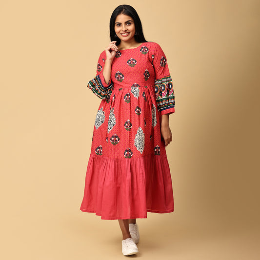 Saadhvi - Red Designer Flared dress