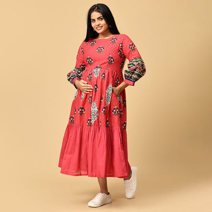 Saadhvi - Red Designer Flared dress