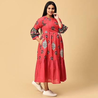 Saadhvi - Red Designer Flared dress
