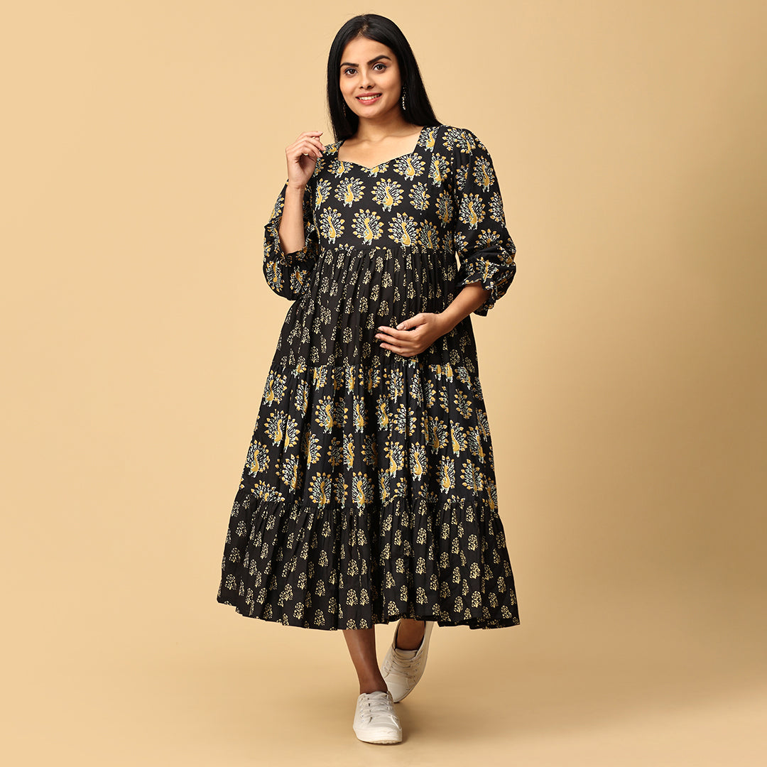Durga - Black Tired designer dress