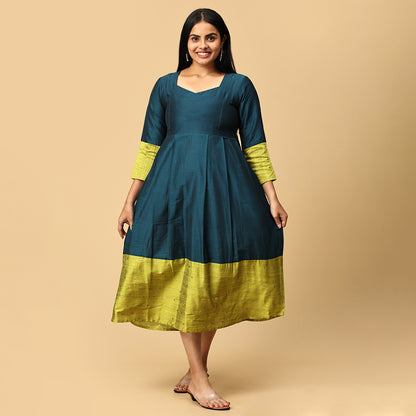 Katyayini - Green Premium Silk cotton dress