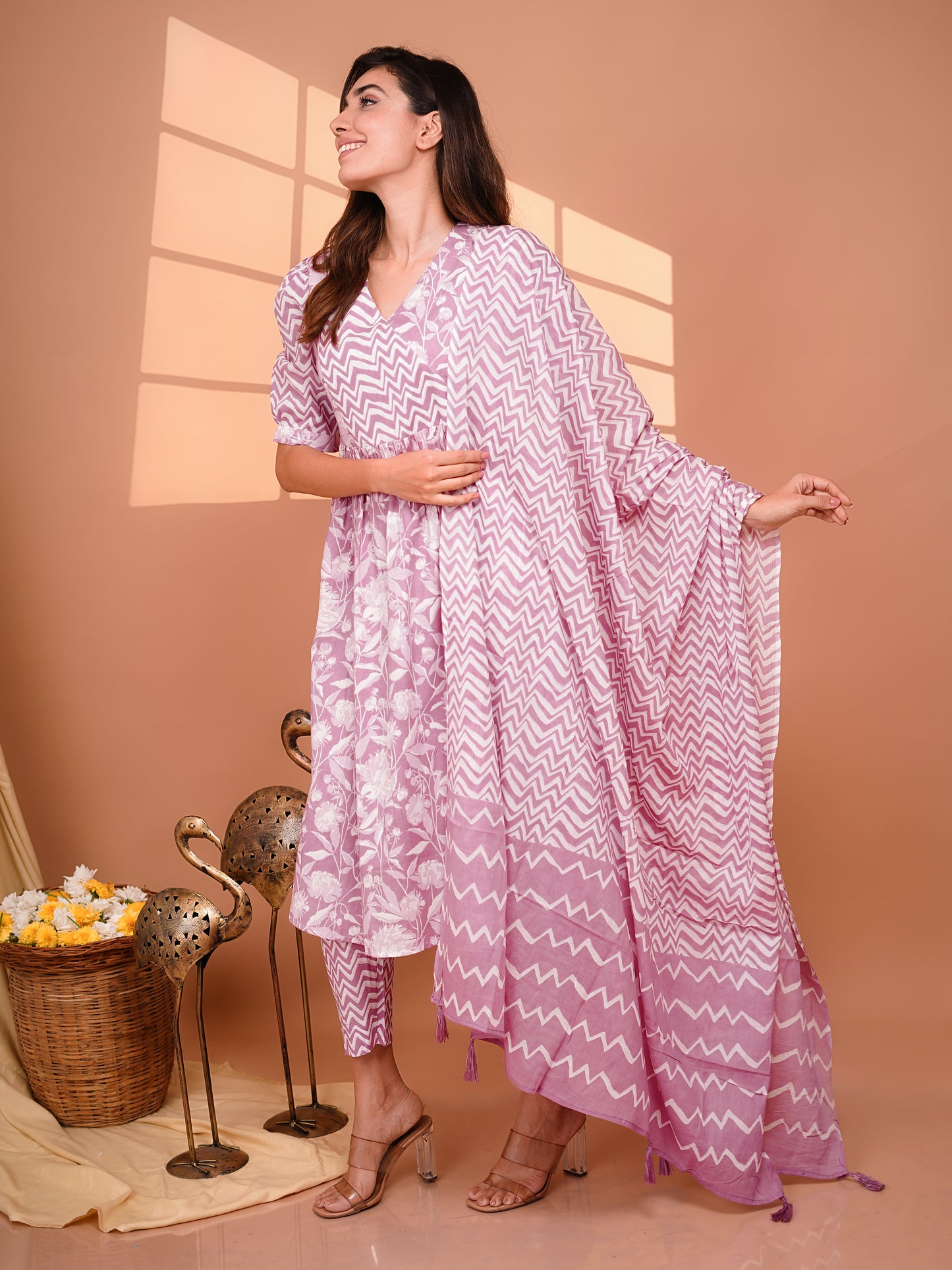 Pritika - Floral Cotton Maternity Set - Lavender