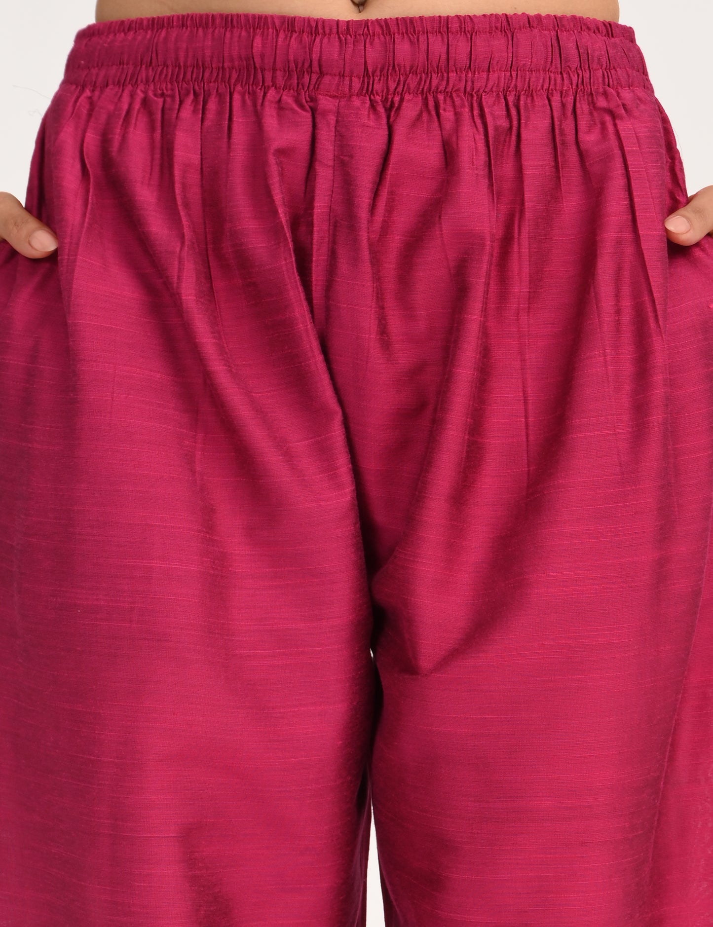 Rashmika - Rani Pink Silk Parallel Pant