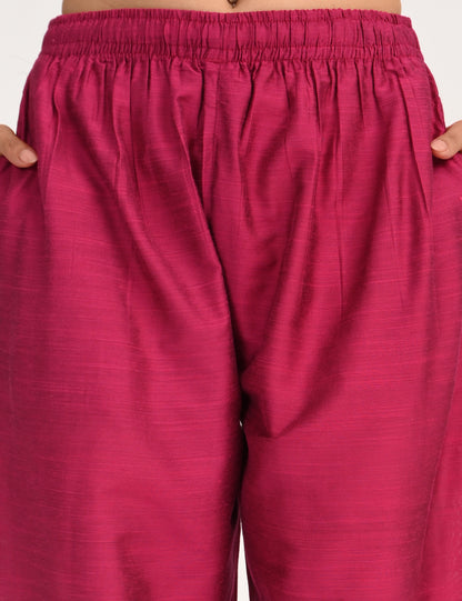 Rashmika - Rani Pink Silk Parallel Pant