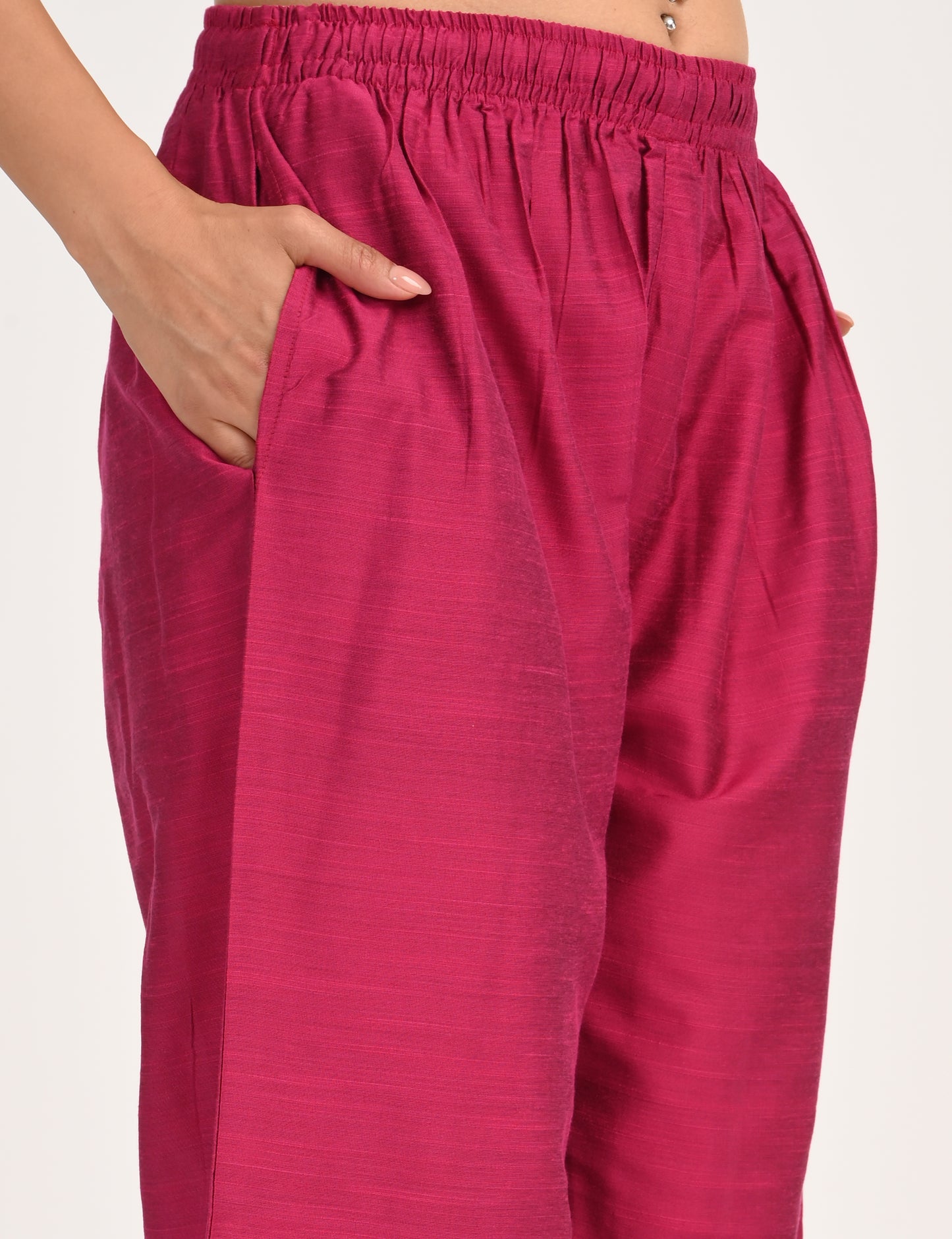 Rashmika - Rani Pink Silk Parallel Pant