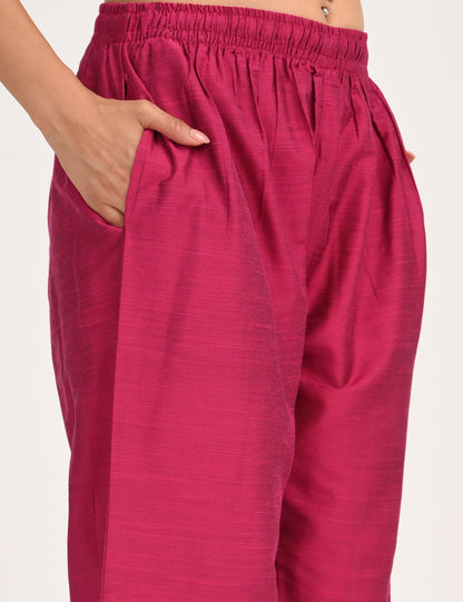 Rashmika - Rani Pink Silk Parallel Pant