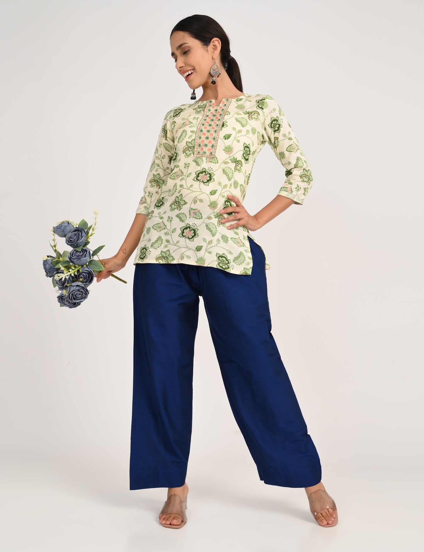Rashmika - Royal Blue Silk Parallel Pant