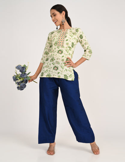Rashmika - Royal Blue Silk Parallel Pant