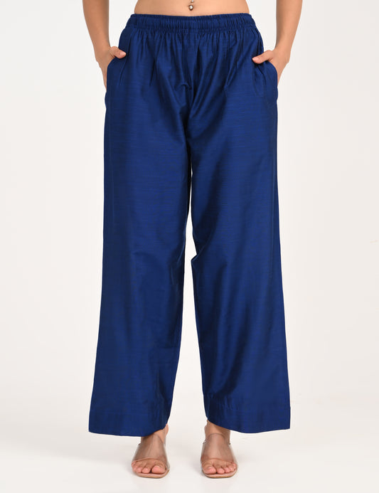 Rashmika - Royal Blue Silk Parallel Pant