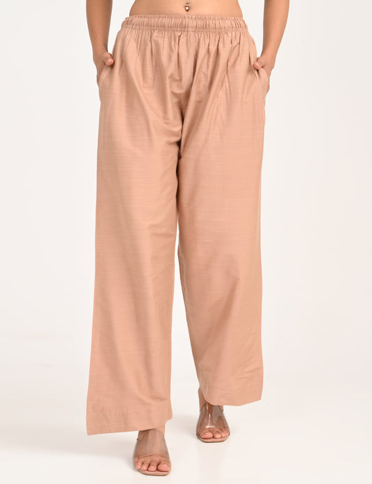 Rashmika - Pastel Peach Silk Parallel Pant