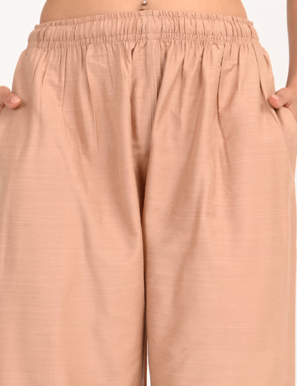Rashmika - Pastel Peach Silk Parallel Pant