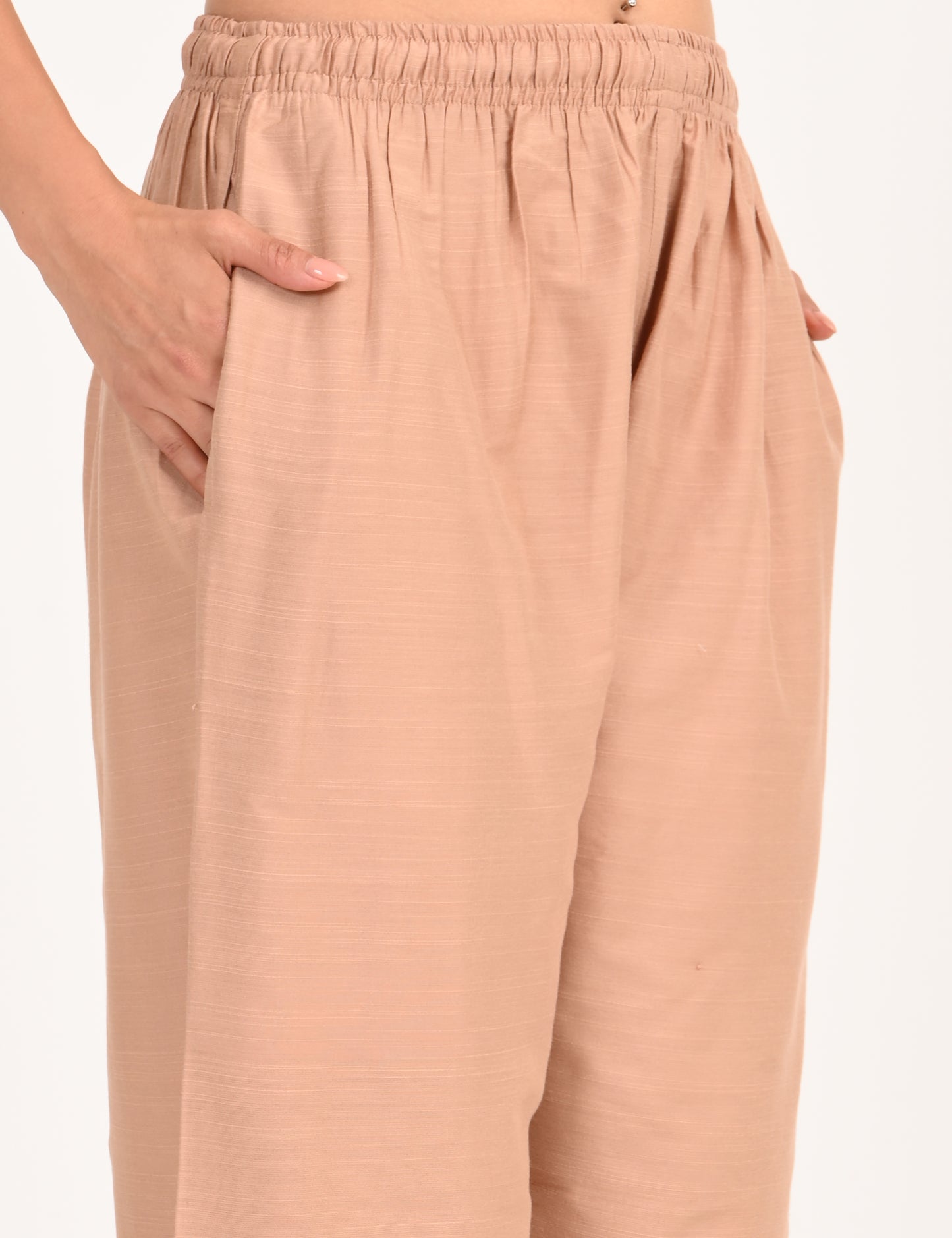 Rashmika - Pastel Peach Silk Parallel Pant