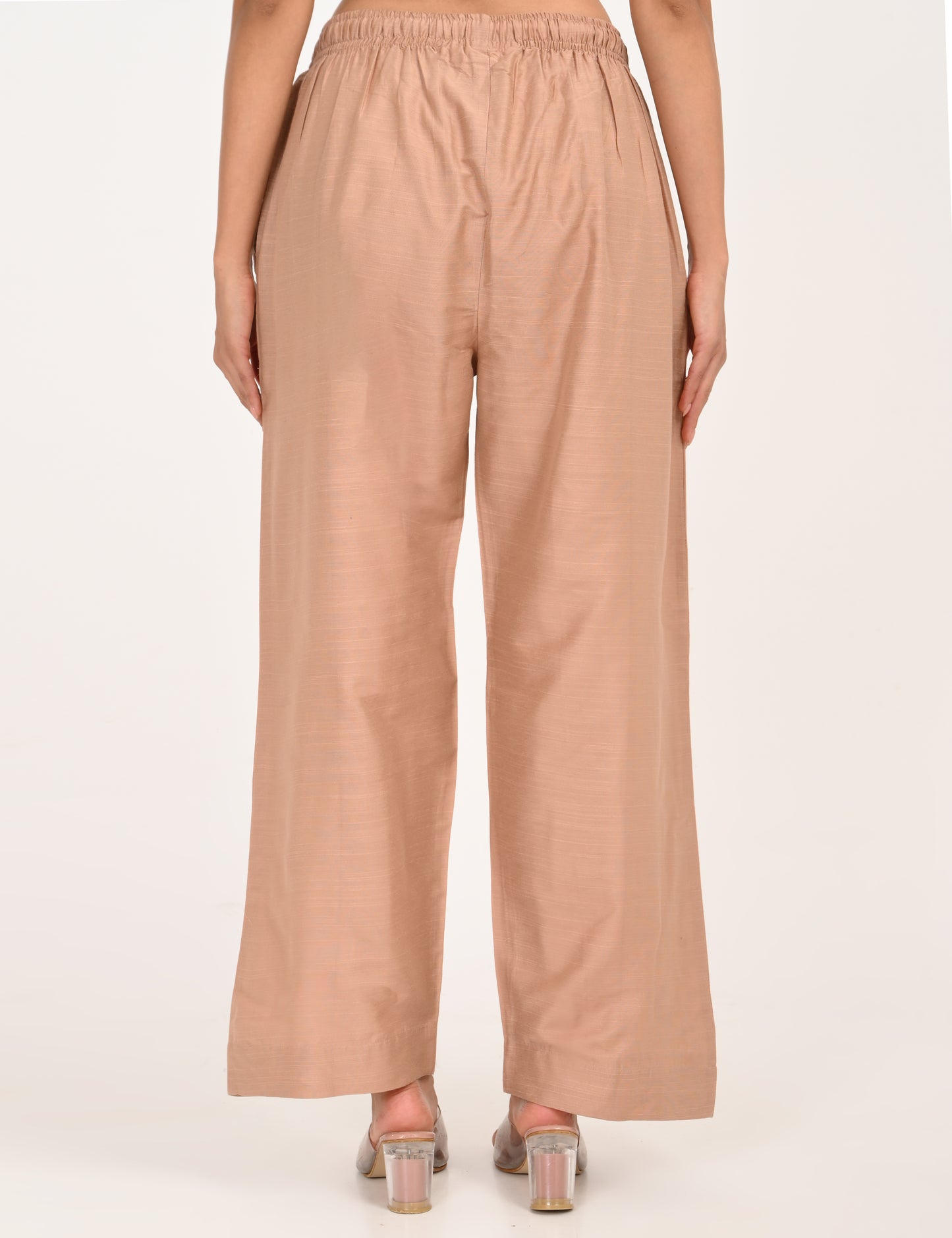 Rashmika - Pastel Peach Silk Parallel Pant