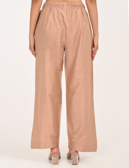 Rashmika - Pastel Peach Silk Parallel Pant
