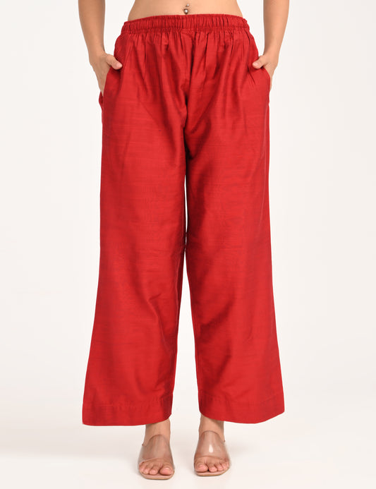 Rashmika - Maroon Silk Parallel Pant