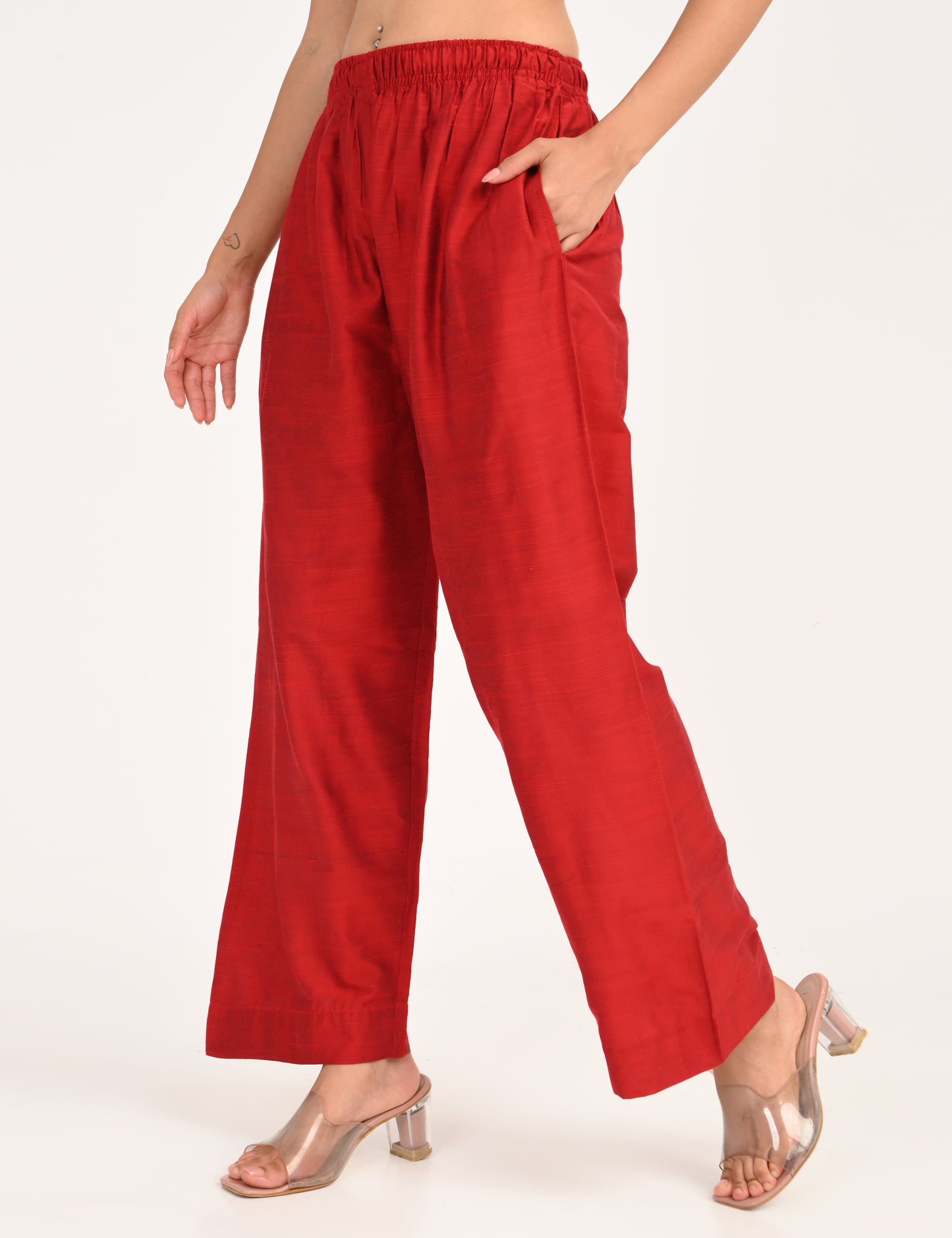 Rashmika - Maroon Silk Parallel Pant