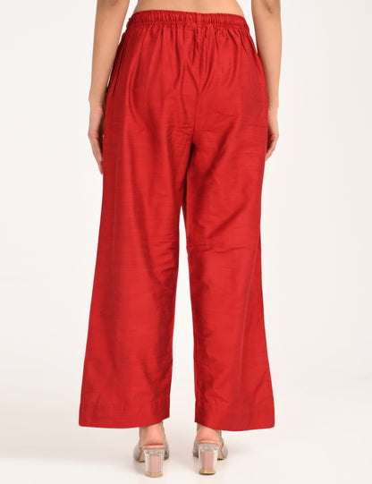 Rashmika - Maroon Silk Parallel Pant